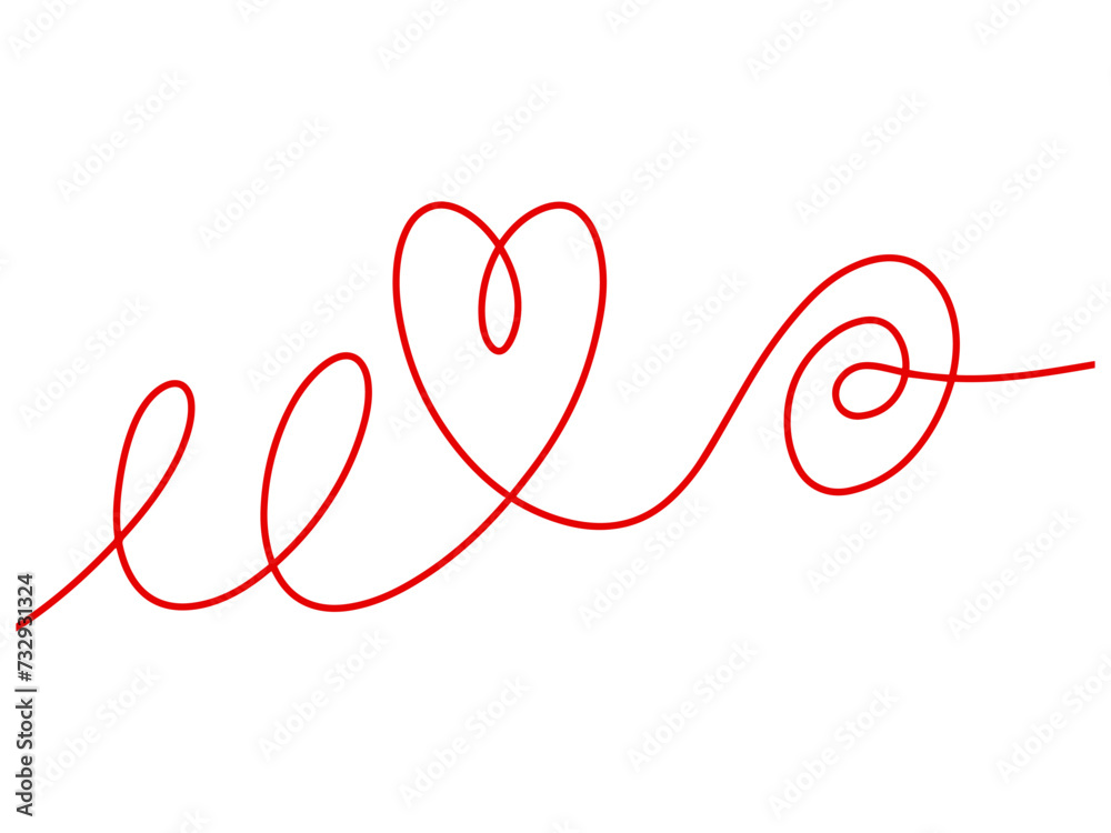 Valentine Love Line Art Illustration
