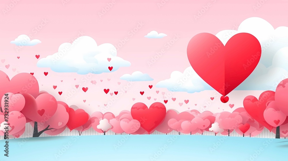 Valentine's day background with hearts and clouds, Generative AI illustrations.