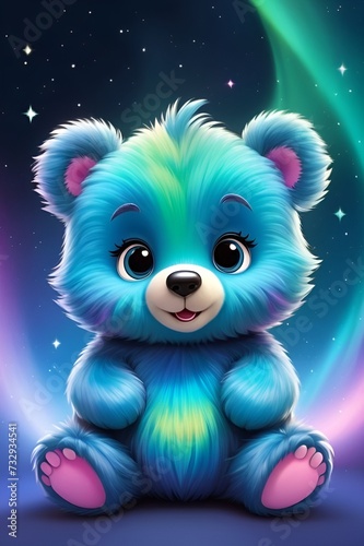 Adorable Bear in Bright Surroundings, Perfect Kid's Decorations, A cute beautiful baby bear in a beautiful colorful background, Ideal for kid's wall art decorations, Beautiful baby animals for kids