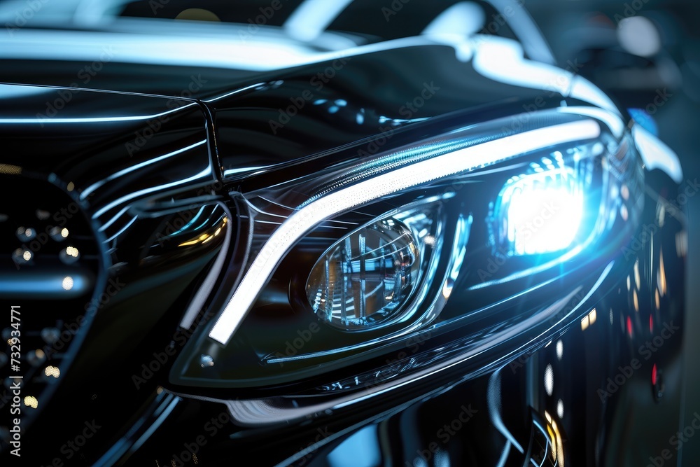Luxury car concept with detailed exterior headlights Luxury car concept with detailed exterior headlights