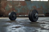 Barbell made of plastic weights filled with concrete