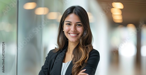 Confident Hispanic CEO smiling and crossing arms