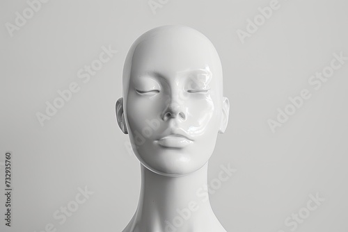 White mannequin s head on a white backdrop