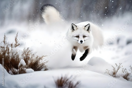  Witness the Charm of an Adorable Young Arctic Fox, Playfully Peering from Behind a Snow-Covered Mound, Its Bewitching Eyes Mirroring the Sublime Beauty and Serenity of the Icy Winter Wonderland, Invi
