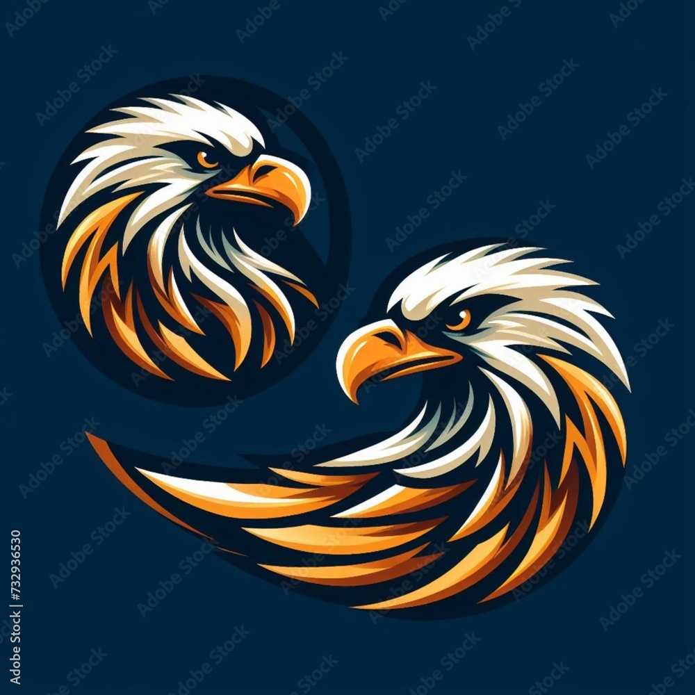 Obraz premium Realistic eagle logo design isolated on simple background
