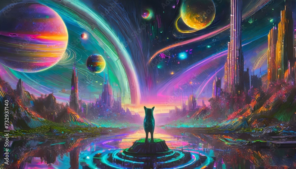 Obraz premium spaceship and planet