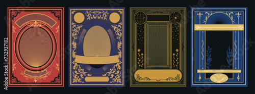 Retro Posters, Diplomas, Certificates Background Templates, Victorian, Baroque, Art Nouveau Decorative Ornaments 