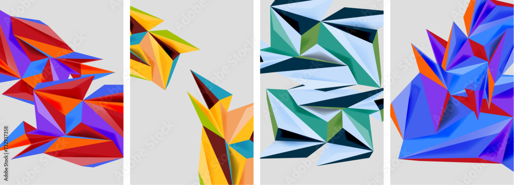 Triangle low poly mosaic posters. Vector illustration For Wallpaper, Banner, Background, Card, Book Illustration, landing page Triangle low poly mosaic posters. Vector illustration For Wallpaper, Banner, Background, Card, Book Illustration, landing page