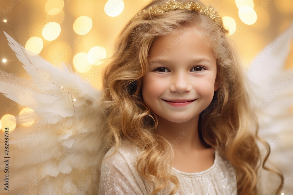 Angelic sweetness captured against a canvas of radiant bokeh lights. Angelic sweetness captured against a canvas of radiant bokeh lights.
