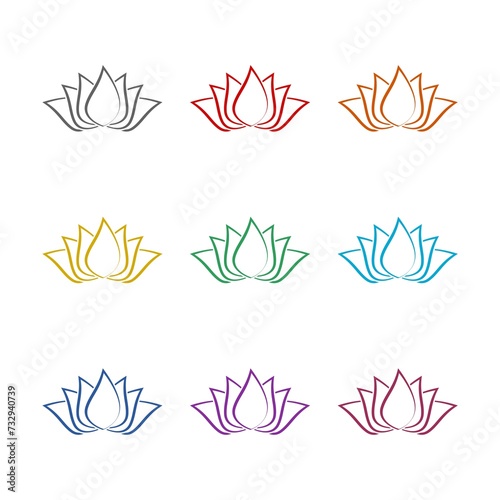 Lotus flower design icon isolated on white background. Set icons colorful