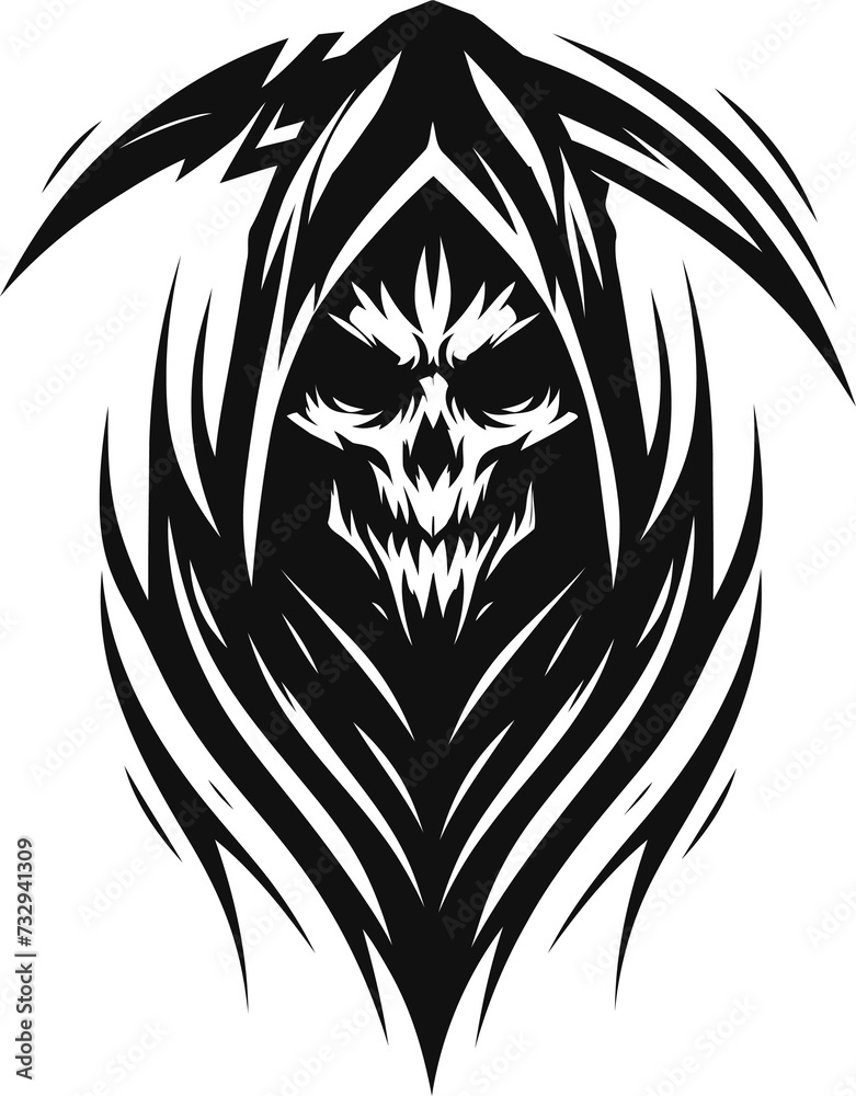 modern tribal tattoo grim reapers, abstract line art of mythological creatures, fantasy, minimalist contour. Vector modern tribal tattoo grim reapers, abstract line art of mythological creatures, fantasy, minimalist contour. Vector