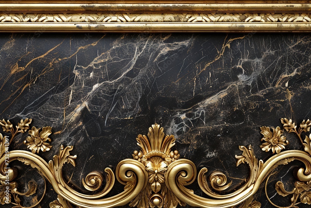 Abstract ornamental vintage aesthetics marble framed wall hanging, in the style of intricate frescoes ceiling design. Luxurious baroque style patchwork patterns. Decorative borders with gold. - obrazy, fototapety, plakaty 