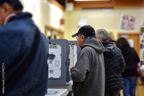 Election Day showing voting booths, polling stations, and voters