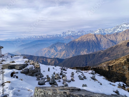 snow covered mountains in winter