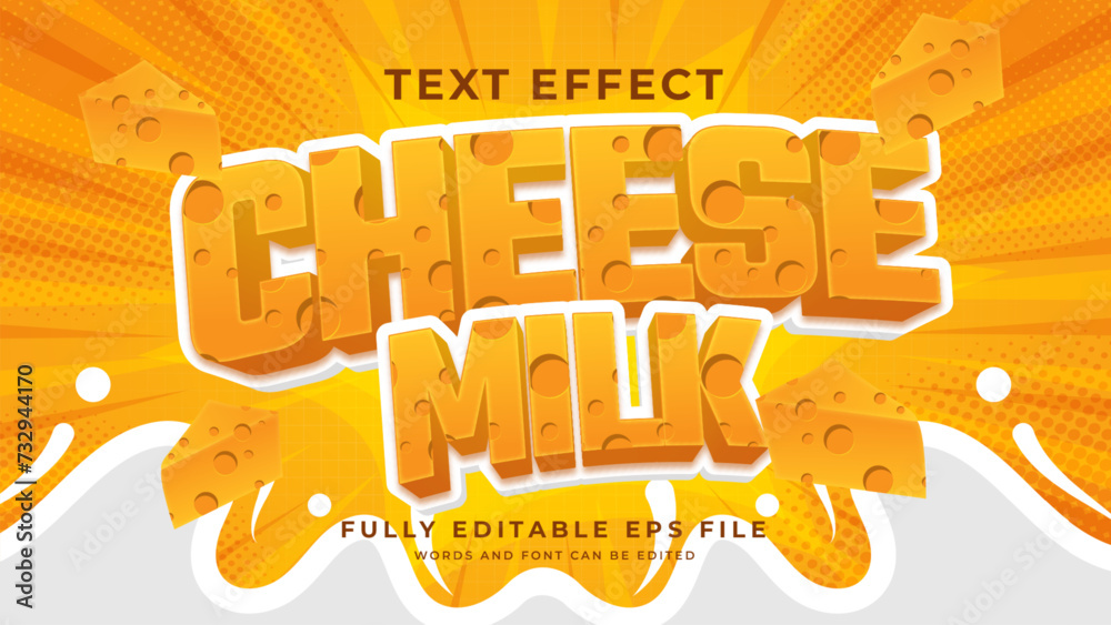 Fototapeta premium Editable 3d Cheese Milk text effect style