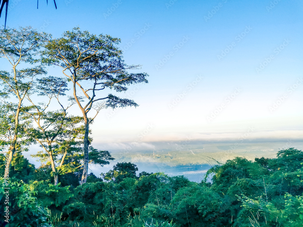 Sunrise landscape of Chongchang mountain viewpoint,located in Nasarn town,Suratthani,Thailand