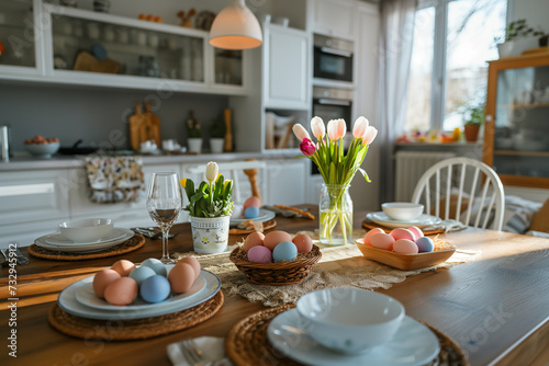 Wallpaper Mural easter table setting with flowers Torontodigital.ca