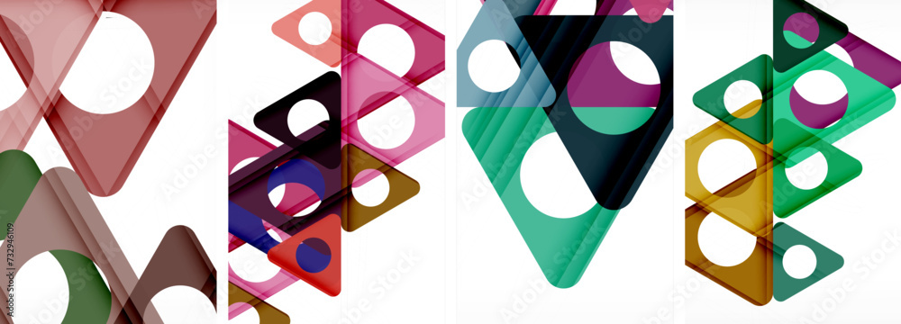 Abstract background set featuring captivating triangles. Harmonious blend of geometry and style, these designs bring modern flair
