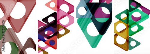 Abstract background set featuring captivating triangles. Harmonious blend of geometry and style, these designs bring modern flair
