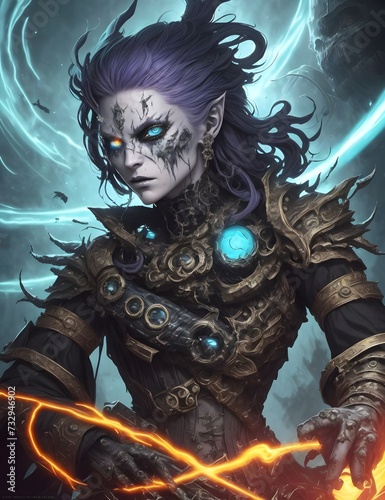 Dark Military Dress Woman: A Captivating and Surreal Portrait of a Grotesque Creature in a Bizarre Beauty of Filth and Luminescence