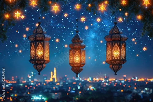 Ramadan kareem islamic or ied mubarak greeting card background © NikahGeh