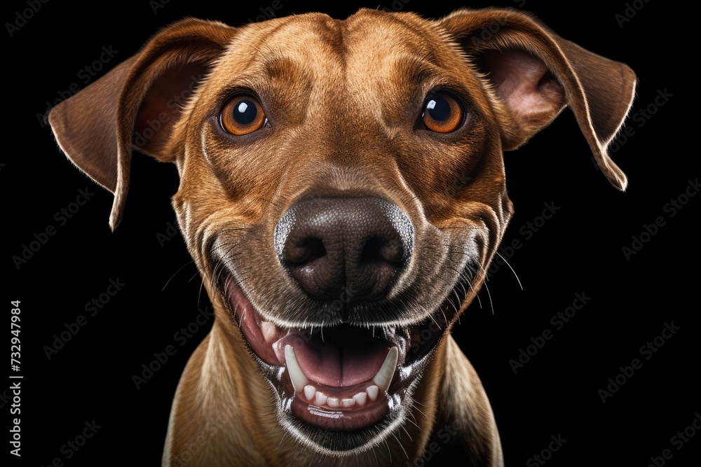 Studio shot of a funny face dog on an isolated background, a Pet dog looking at camera, front view portrait, one animal. Pet care and animals concept. Ai generated Studio shot of a funny face dog on an isolated background, a Pet dog looking at camera, front view portrait, one animal. Pet care and animals concept. Ai generated