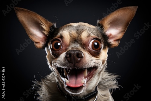 Studio shot of a funny face dog on an isolated background, a Pet dog looking at camera, front view portrait, one animal. Pet care and animals concept. Ai generated © Tanu