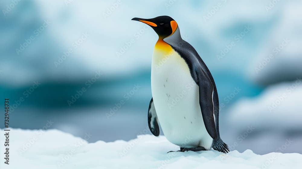 Obraz premium Penguins live in the cold regions of the North and South Poles.