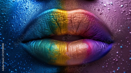 Chromatic Elegance: A Macro Perspective of Luxurious Rainbow Lip Colors