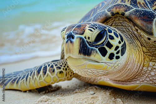 A turtle on the seashore