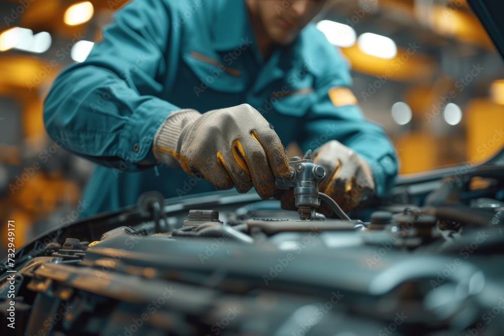 Auto Technician Conducting Car Maintenance Auto Technician Conducting Car Maintenance