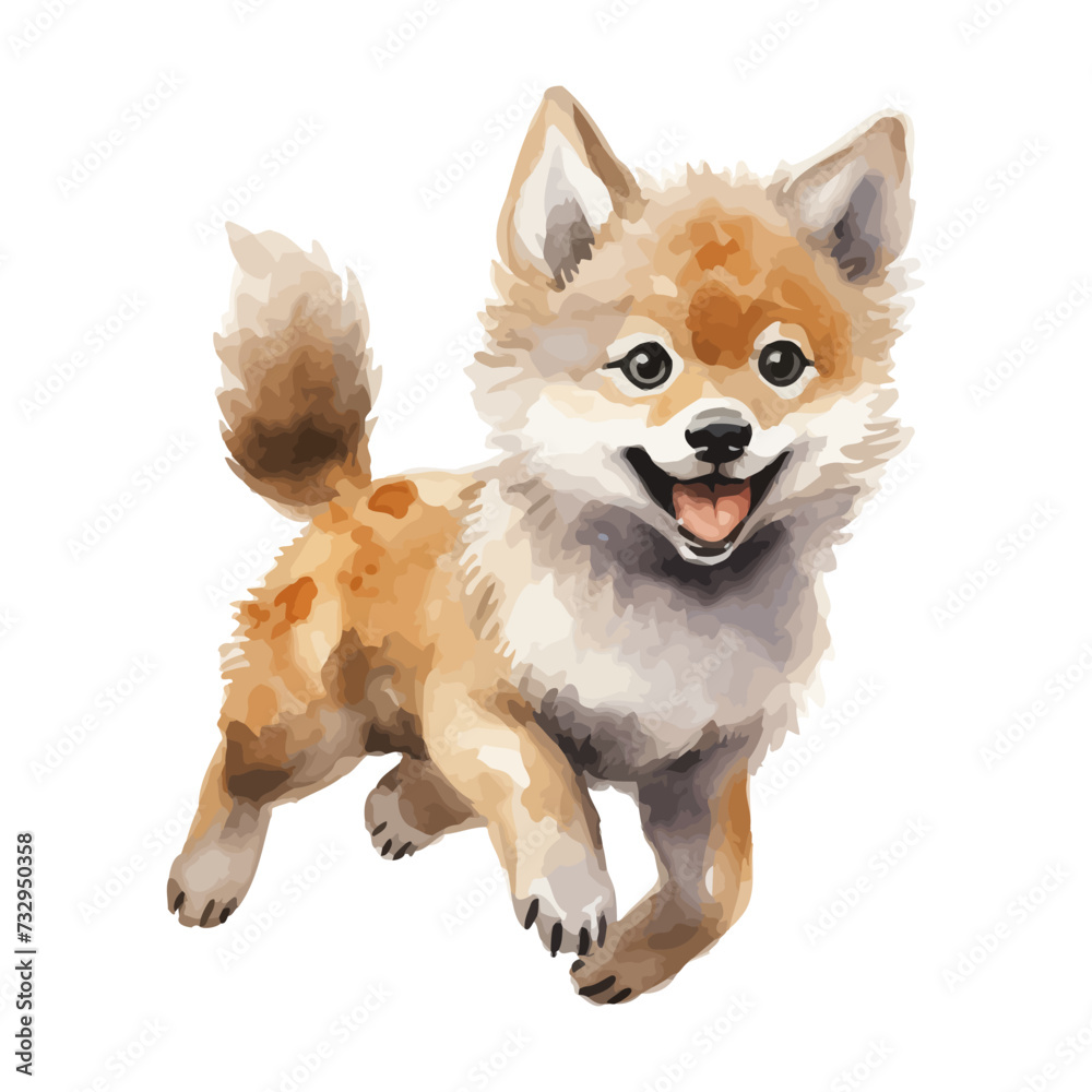 Obraz premium cartoon fox walking in watercolor painting style