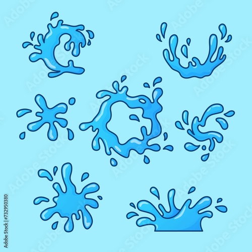 Cute Water Splash Element Collection Cartoon Vector Icon Illustration Nature Object Isolated Flat