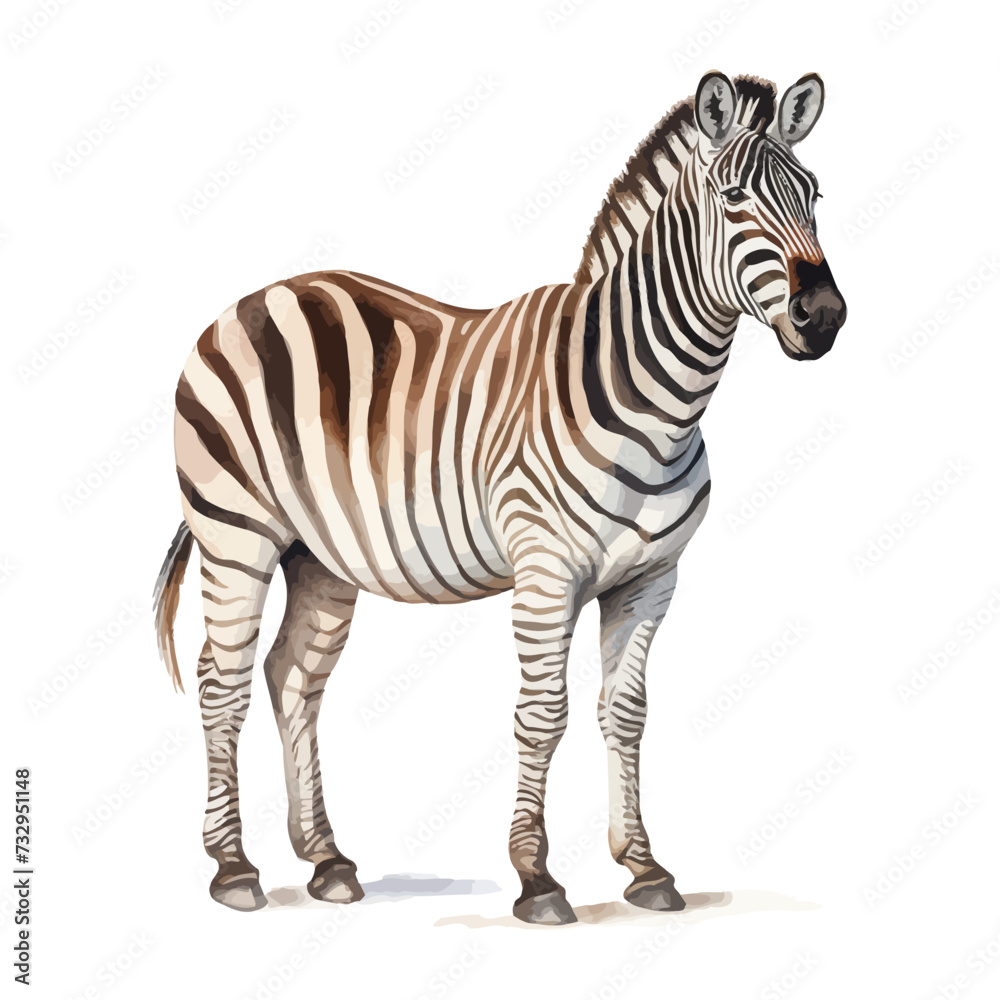 Fototapeta premium cartoon zebra standing in watercolor painting style