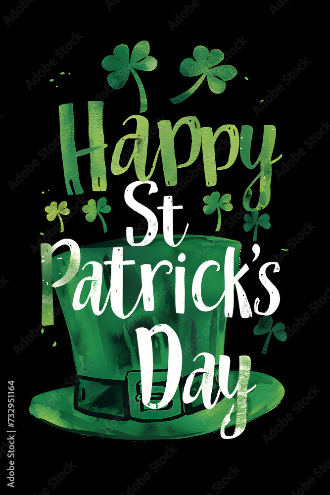 Naklejka premium design for a st patrick's day post greetings card in green colors. saint patrick's day card. vector, white and green background. shamrock, leprechaun's hat and clover