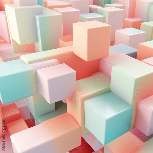 Geometrical​ pastel colors​ abstract​ background,​ 3D render, generative ai, generative, ai
