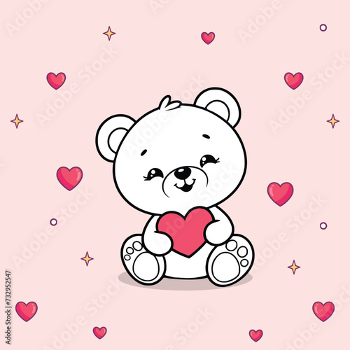 teddy bear with hearts, teddy day illustration