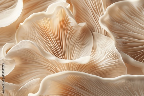 Ethereal mushroom gills, an intricate dance of organic lines and the softness of sepia.