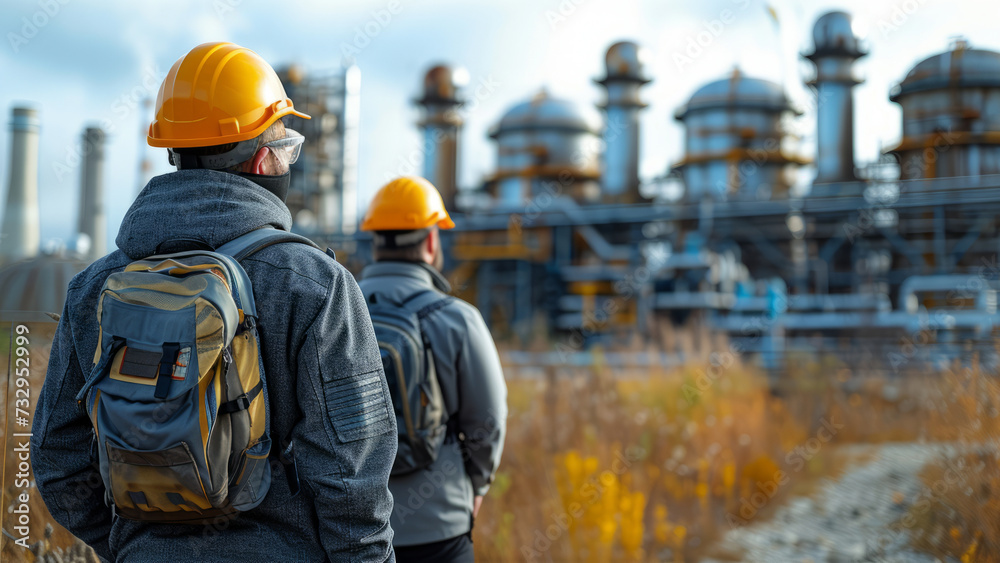 Group of various national engineer professional successful team corporate workers standing in factory.generative ai Group of various national engineer professional successful team corporate workers standing in factory.generative ai