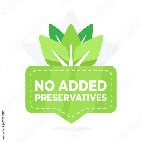 Clean eating assurance with no added preservatives badge and leaf icon for health-focused foods