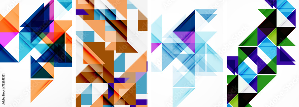 Set of abstract random triangle composition backgrounds. Vector illustration for for wallpaper, business card, cover, poster, banner, brochure, header, website Set of abstract random triangle composition backgrounds. Vector illustration for for wallpaper, business card, cover, poster, banner, brochure, header, website