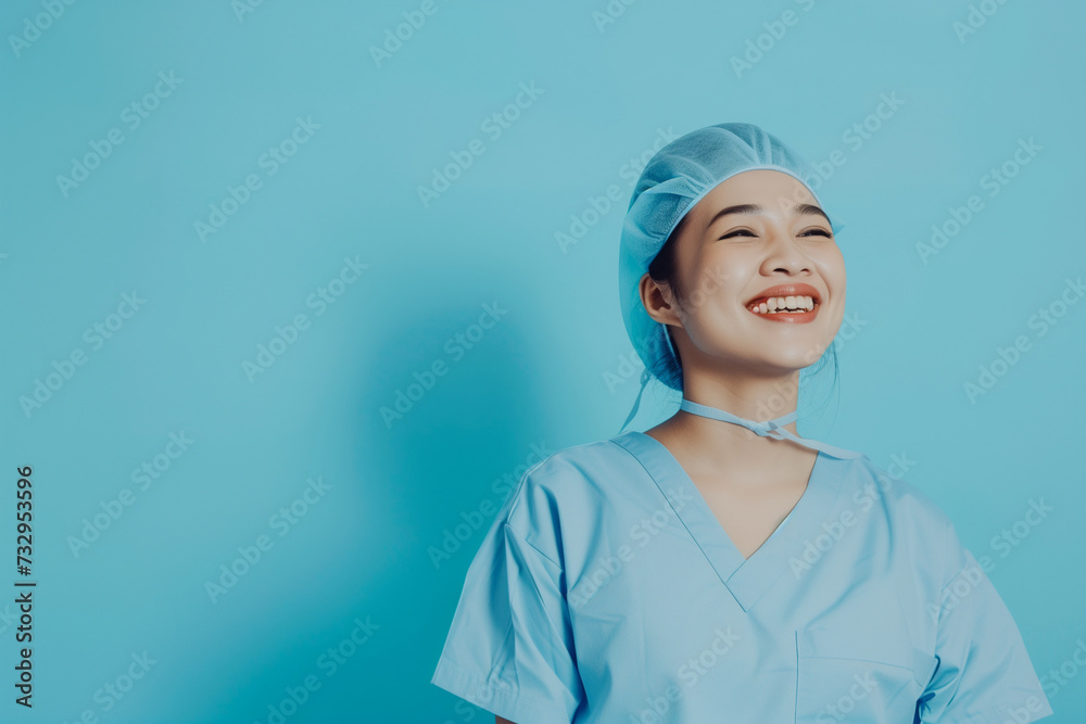 Surgeon in front of blue background with room for copy Surgeon in front of blue background with room for copy
