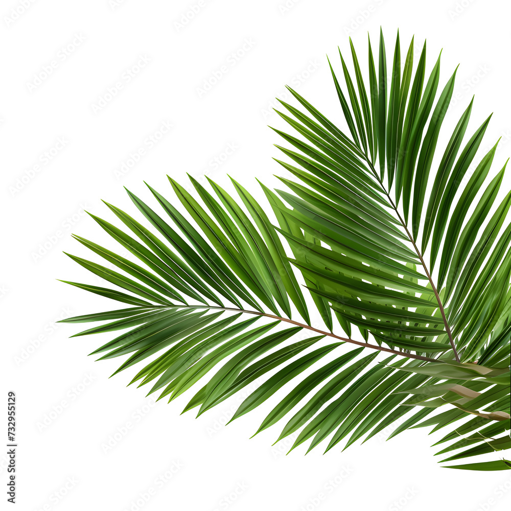 Vector watercolor palm leaves, coconut palm leaves, tropical leaves, variety, ornamental plants, banana leaves, transparent background.