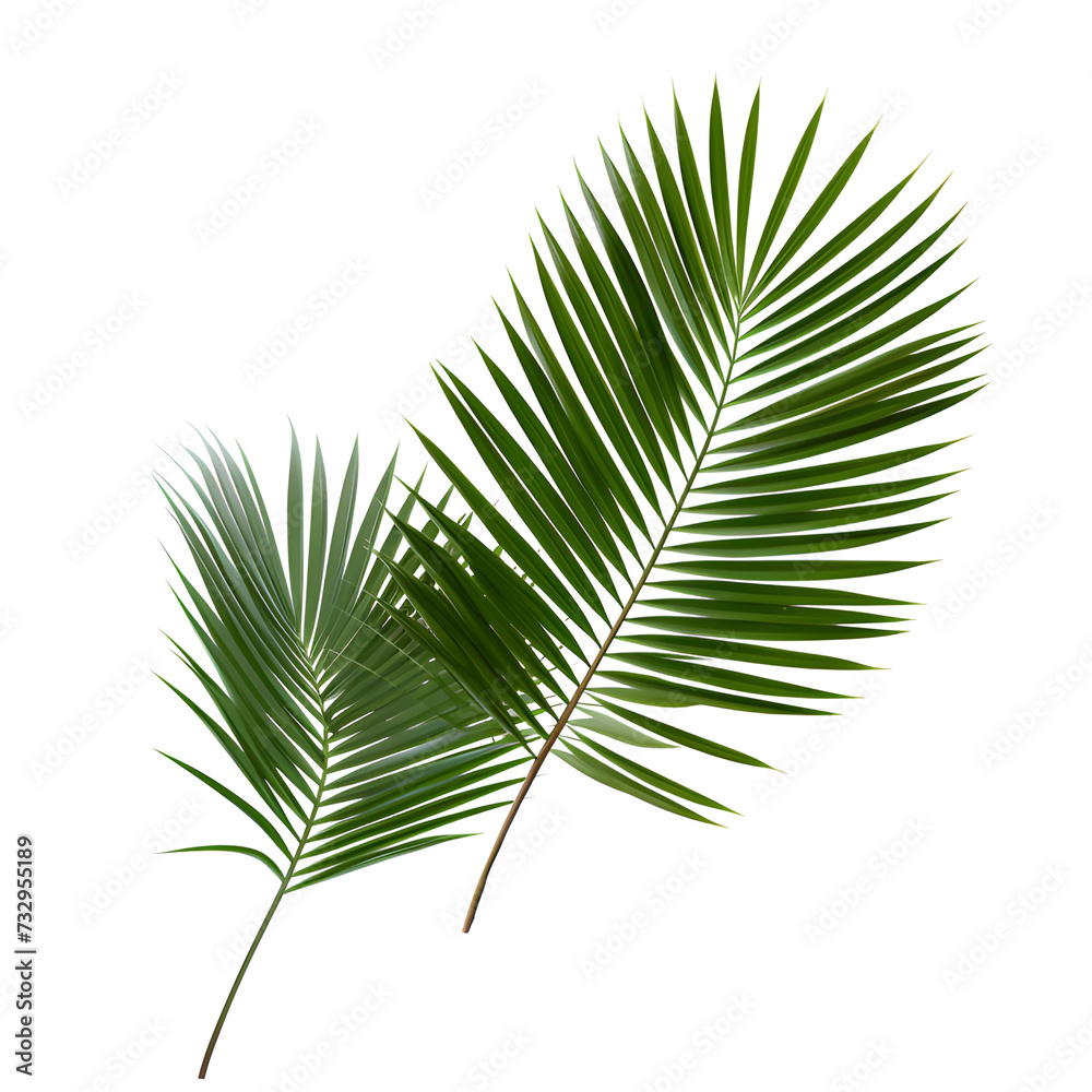 Obraz premium Vector watercolor palm leaves, coconut palm leaves, tropical leaves, variety, ornamental plants, banana leaves, transparent background.
