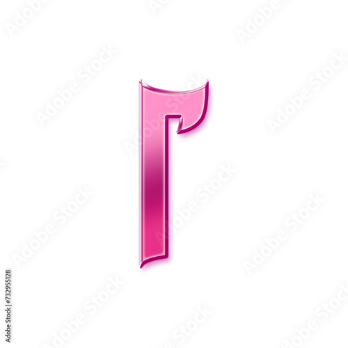 3D Pink Metallic Chrome Alphabet R