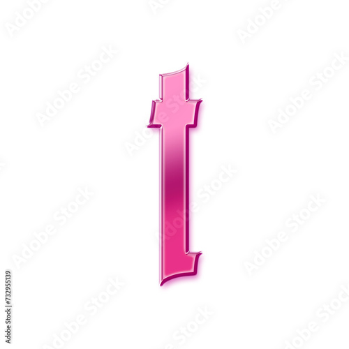 3D Pink Metallic Chrome Alphabet T