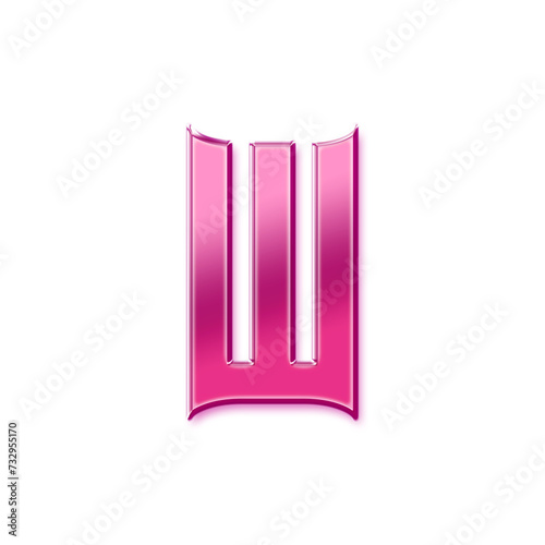 3D Pink Metallic Chrome Alphabet W