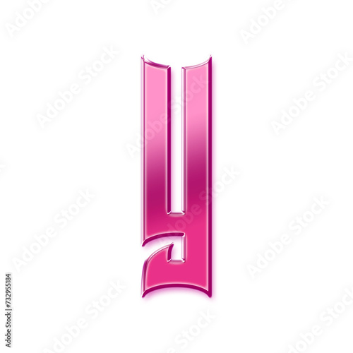 3D Pink Metallic Chrome Alphabet Y