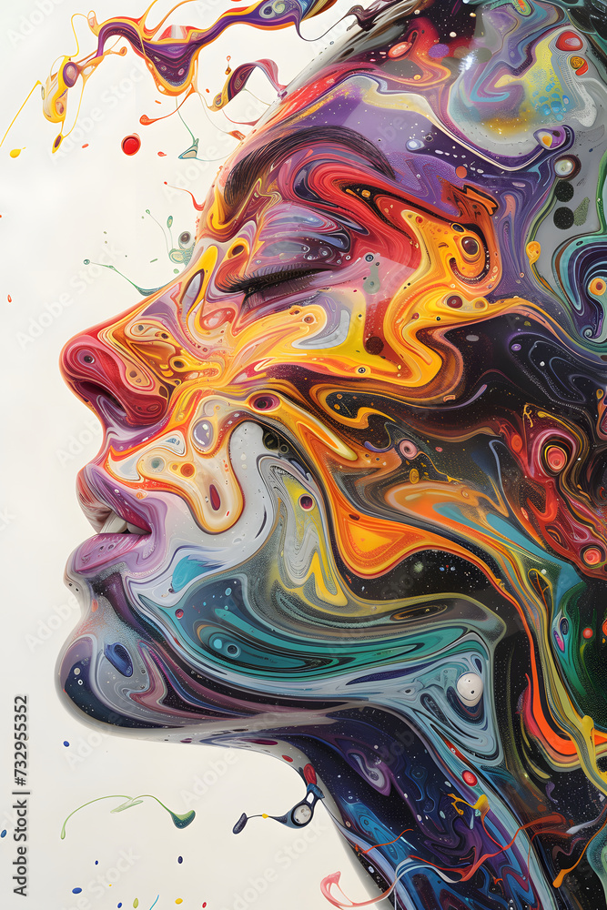 Fototapeta premium a person with liquid lines over her face