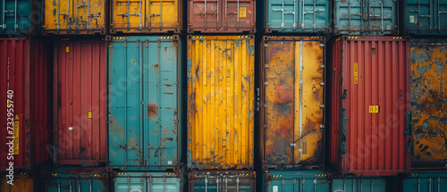 Aerial view of container for luggage that is necessary for importing and transporting exports. Industrial transportation concept ,generative ai